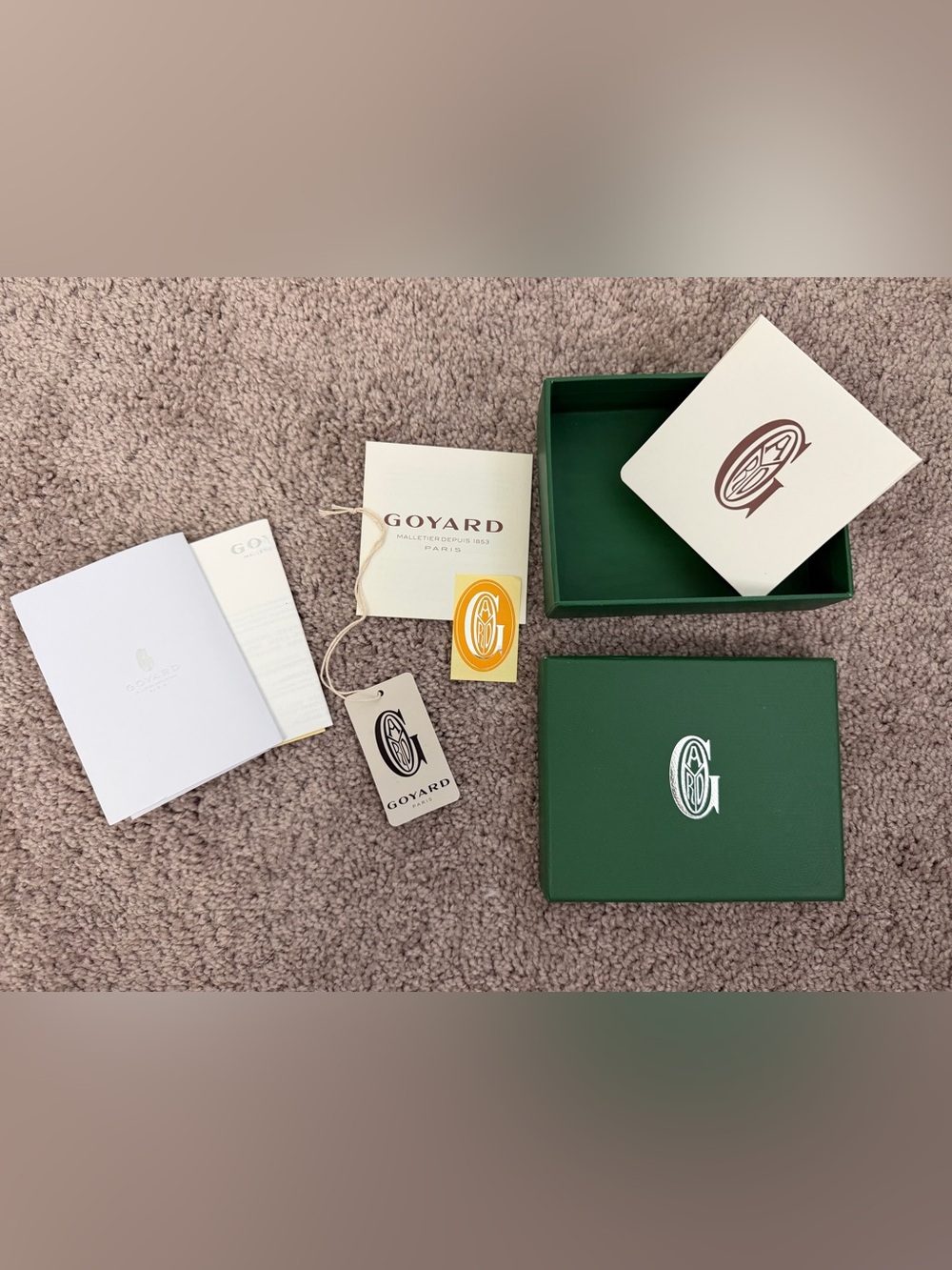 Goyard Green Rectangle Gift Box & Papers for Victoire Wallet Made in France